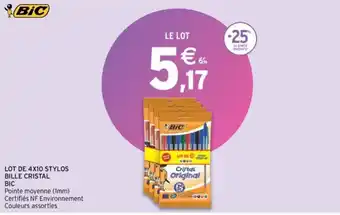 Intermarché BIC lot de 4x10 stylos bille cristal offre