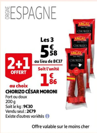 Auchan Chorizo césar moroni offre