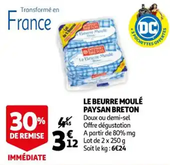 Auchan Le beurre moulé paysan breton offre