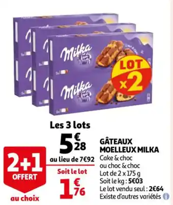 Auchan MILKA gâteaux moelleux offre