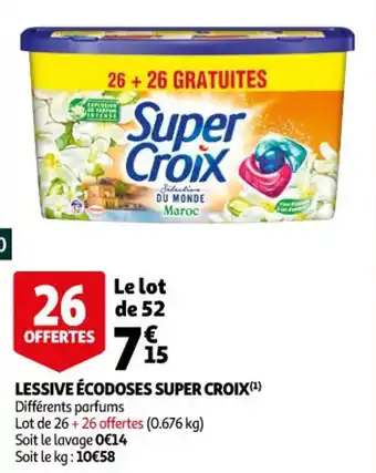 Auchan SUPER CROIX lessive écodoses offre