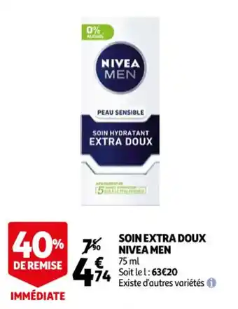 Auchan NIVEA MEN soin extra doux offre