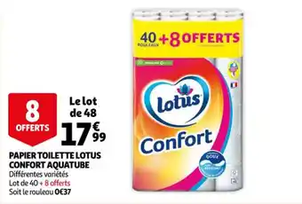 Auchan LOTUS papier toilette lotus confort aquatube offre