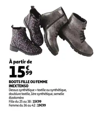 Auchan Boots fille ou femme inextenso offre