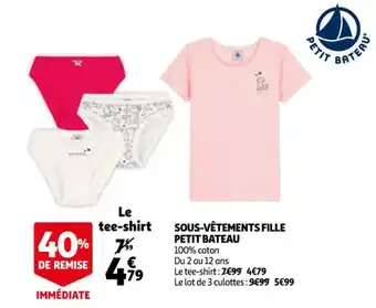 Auchan Sous-vêtements fille petit bateau offre