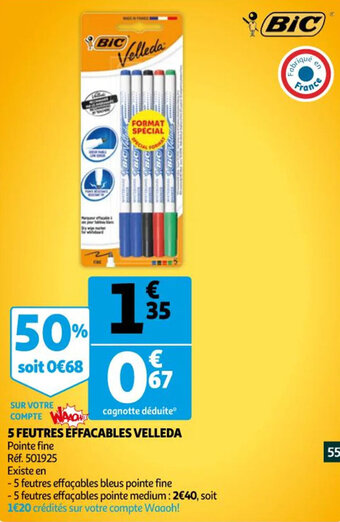 5 feutres effacables velleda