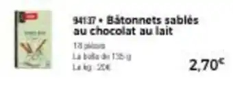 Thiriet Bâtonnets sablés au chocolat au lait offre