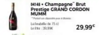Thiriet Champagne brut prestige GRAND CORDON MUMM offre
