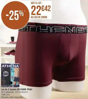 Géant Casino Athena lot de 3 boxers seconde peau offre