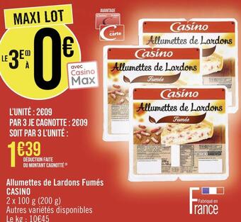Géant Casino Casino allumettes de lardons fumés offre