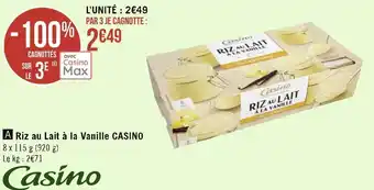 Géant Casino Casino riz au lait à la vanille offre