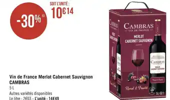 Géant Casino Cambras vin de france merlot cabernet sauvignon offre