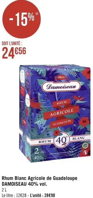 Géant Casino Damoiseau rhum blanc agricole de guadeloupe 40% vol. offre