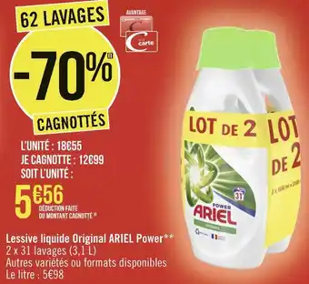 Géant Casino Ariel lessive liquide original power* offre