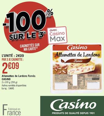 Géant Casino Casino allumettes de lardons fumés offre