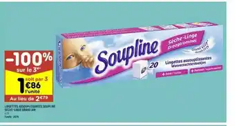Leader Price Lingettes assouplissants soupline sèche-linge grand air -100% sur le 3e offre