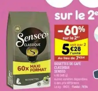 Leader Price Dosettes de café classique senseo -60% sur le 2ème offre