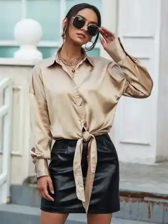 Shein x belinda chemisier à nœud en satin