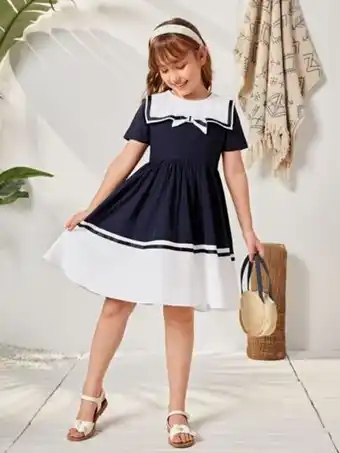 SheIn Shein fille robe à nœud papillon à col marin offre