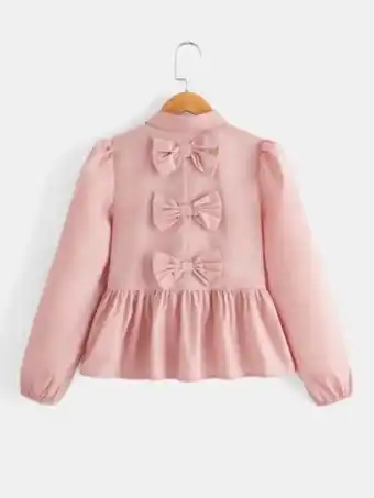 SheIn Shein fille chemise à col montant à nœud papillon à volants offre