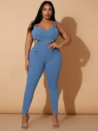 SheIn Salopette en jean découpe dos-nu offre