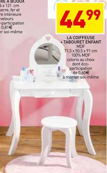 Stokomani La coiffeuse + tabouret enfant offre
