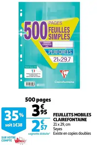 Auchan Clairefontaine feuillets mobiles offre