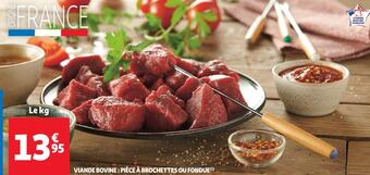 Auchan Viande bovine : pièce à brochettes ou fondue offre