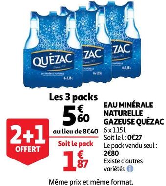 Auchan Quézac eau minérale naturelle gazeuse offre