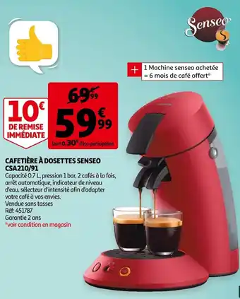Auchan Senseo cafetière à dosettes csa210/91 offre