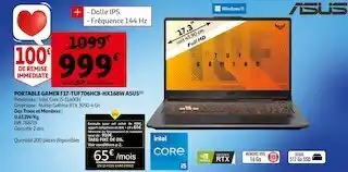 Auchan Asus portable gamer f17-tuf706hcb-hx168w offre