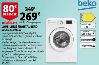 Auchan Beko lave-linge frontal wue7212w1w offre