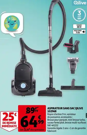 Auchan Qilive aspirateur sans sac 102968 offre