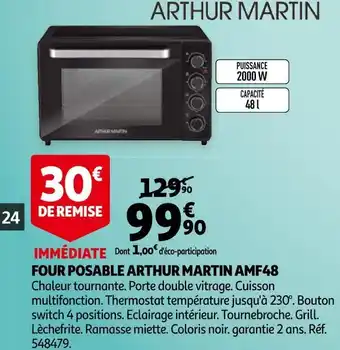 Auchan Arthur martin four posable amf48 offre
