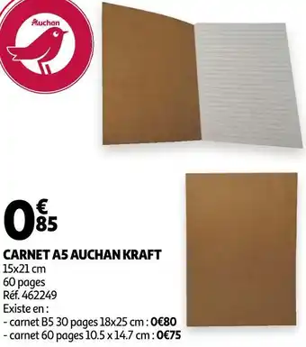 Auchan Auchan carnet a5 kraft offre