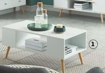 Auchan Table basse 3 niches pieds bois massif l90cm malmo offre