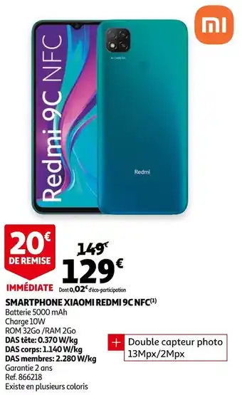 Auchan Xiaomi smartphone redmi 9c nfc offre