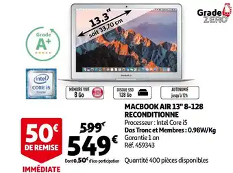 Auchan Apple macbook air 13" 8-128 reconditionne offre