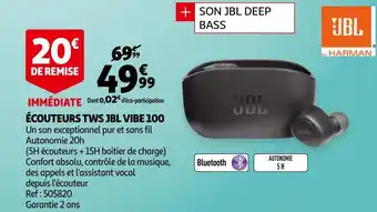Auchan Jbl écouteurs tws vibe 100 offre