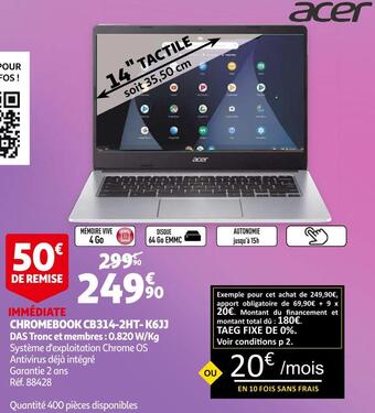Auchan Acer chromebook cb314-2ht- k6jj offre