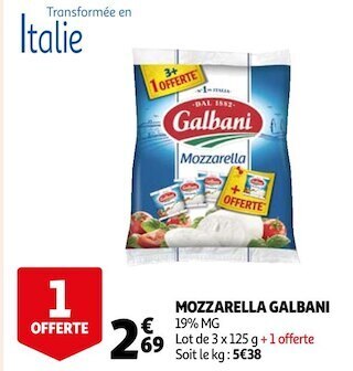 Auchan Galbani mozzarella offre