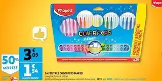 Auchan Maped 24 feutres colorpeps offre