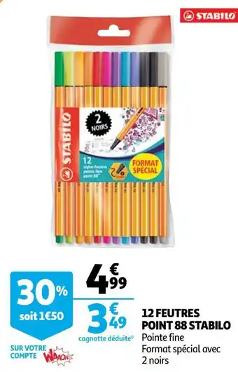 Auchan Stabilo 12 feutres point 88 offre