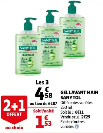 Auchan Sanytol gel lavant main offre