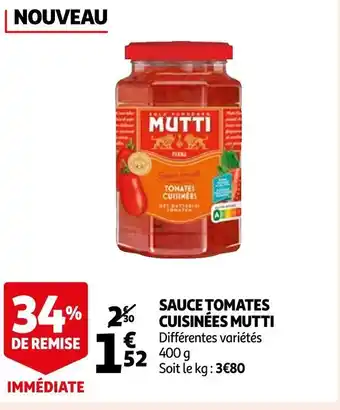 Auchan Mutti sauce tomates cuisinées offre