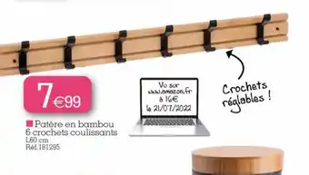 PatĂšre En Bambou 6 Crochets Coulissants
