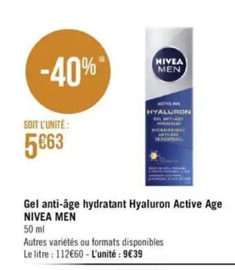 Nivea Men Gel Anti-âge Hydratant Active Age