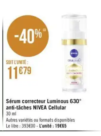 Sérum Correcteur Luminous 630 Anti-Taches Nivea Cellular