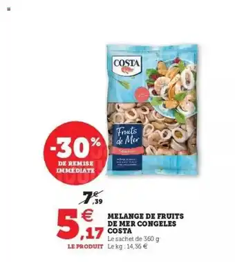 Hyper U Mélange de fruits de mer congelés costa offre