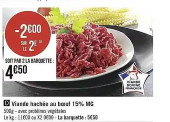 Casino Supermarchés Viande hachée au boeuf 15% mg offre